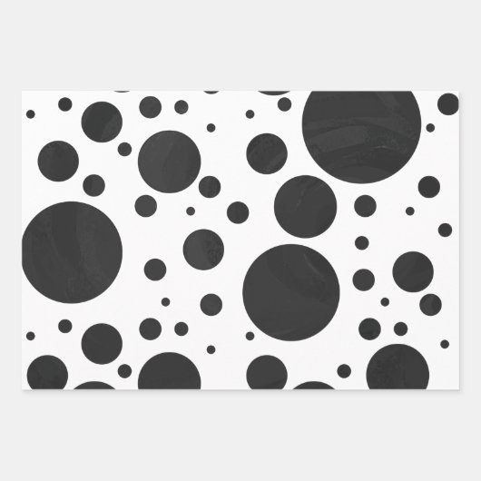 劇的な黒の色のコーディネートされたパターン ラッピングペーパーシート (正面)