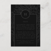 劇的な黒モノグラムエレガントフローラリース エンクロージャーカード (正面)