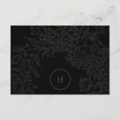 劇的な黒モノグラムエレガントフローラリース 出欠カード (裏面)
