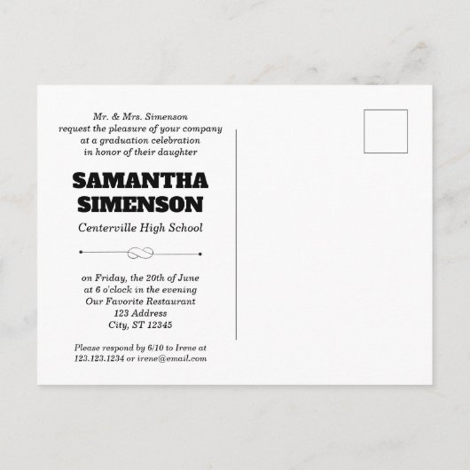 劇雑誌スタイル卒業パーティー 案内ポストカード (裏面)