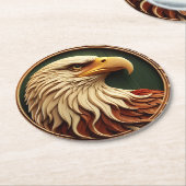 力と自由の象徴である鷹 ラウンドペーパーコースター (アングル)