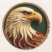 力と自由の象徴である鷹 ラウンドペーパーコースター (正面)