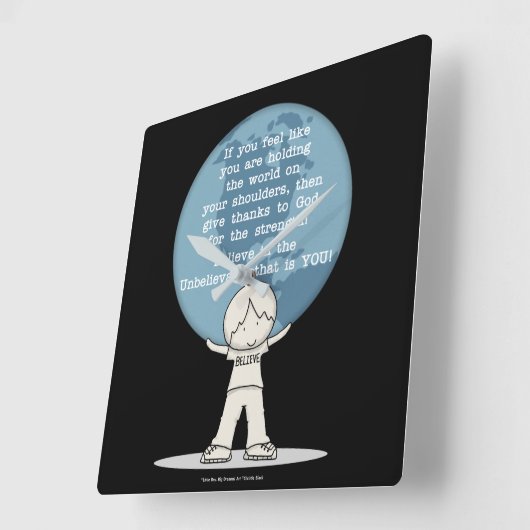 力に感謝 スクエア壁時計 (傾斜)