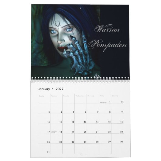 力のカレンダーの女性 カレンダー (1月 2027)