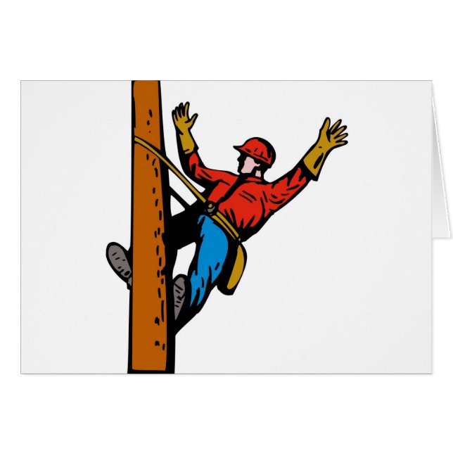 力の架線工夫の電気技師の労働者 (正面横)