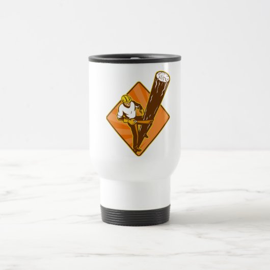 力の架線工夫の電気技師の電気労働者 トラベルマグ (中央)