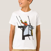 力の架線工夫の電気技師の電気労働者 Tシャツ (正面)