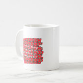 力の聖句 赤い花柄 コーヒーマグカップ (正面左)