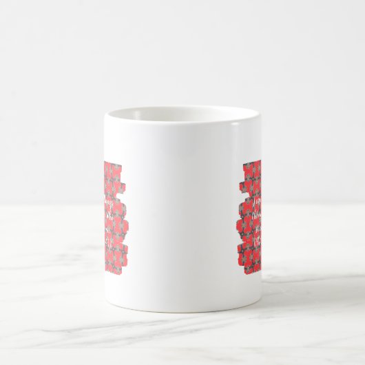 力の聖句 赤い花柄 コーヒーマグカップ (中央)