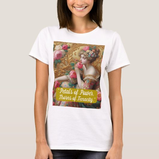 「力の花びら、粘りの強さの胸」 Tシャツ (正面)