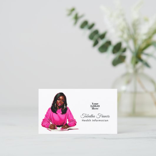 力を与えられたアフロ黒人女性リーダーシップのアートワーク 名刺 (スタンド正面)