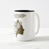 力を与えられた女性のシルエット感動的マグ ツートーンマグカップ (正面右)