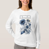 力を与えられた女性の水色フローラインスピレーション Tシャツ (正面)