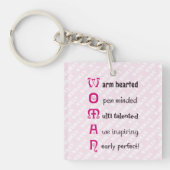 力を与える女性おもしろい前向き文字パーソナライズされた キーホルダー (正面)