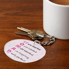 力を与える女性おもしろい前向き文字パーソナライズされた キーホルダー