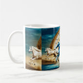 力を与える心、一度に一口飲む コーヒーマグカップ (左)