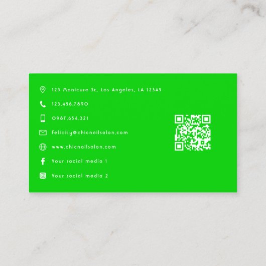 力を受けたアフロブラックウーマンボスアート 名刺 (裏面)