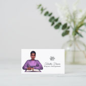 力を受けたアフロブラック女性ボスリーダーシップアート 名刺 (スタンド正面)