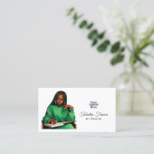 力を受けたアフロブラック女性リーダーシップアート 名刺 (スタンド正面)