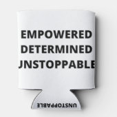 力を受けた断固とした止められない女性 缶クーラー (裏面)