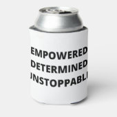 力を受けた断固とした止められない女性 缶クーラー (缶裏面)