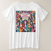 力を持った女性が世界にプラスの規模で力を与える プラスサイズTシャツ (デザイン裏面)