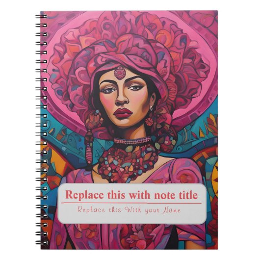 力パーソナライズされた力のある女性 ノートブック (正面)