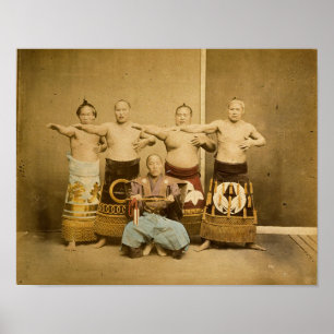 力士たち日本アンティーク写真1877 ポスター
