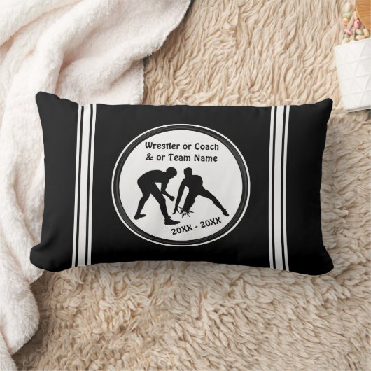 力士の黒と白のレスリング枕 ランバークッション (ブランケット)