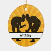 力士パーソナライズされたのクリスマス飾り セラミックオーナメント (左)