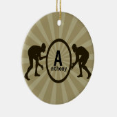 力士パーソナライズされたのクリスマス飾り セラミックオーナメント (右)