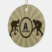 力士パーソナライズされたのクリスマス飾り セラミックオーナメント (左)