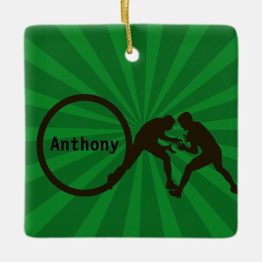 力士パーソナライズされたのクリスマス飾り セラミックオーナメント (正面)