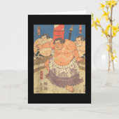 力士 ヴィンテージ アート 好きです 日本相撲 カード (黄色い花)