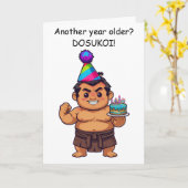 力士 誕生日おめでとう ドスッとどすこい! カード (黄色い花)