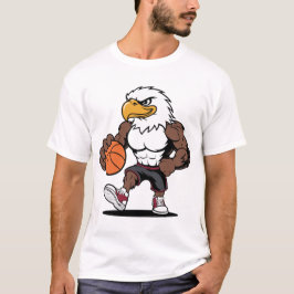 力強いイーグルバスケットボールマスコットロゴデザイン Tシャツ