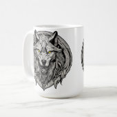 力強いオオカミの曼荼羅: 強さの象徴 コーヒーマグカップ (正面左)