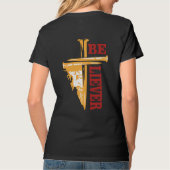 力強いキリスト教デザイン 十字架と釘 Tシャツ (裏面)