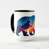力強いクマのカラフルアウトドア マグカップ (正面左)