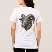 力強いケルト銀の羊の頭飾り(結び目模様) トライブレンドTシャツ (裏面)