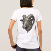 力強いケルト銀ラムヘッド・ノットパターン付き Tシャツ (裏面)