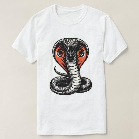 力強いコブラの蛇のイラスト ボールドパワーデザイン Tシャツ (デザイン正面)