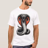 力強いコブラの蛇のイラスト ボールドパワーデザイン Tシャツ (正面)