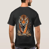 力強いチャージングタイガー Tシャツ (裏面)
