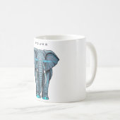 力強いテーマのスタイリッシュな象のグラフィック コーヒーマグカップ (正面右)