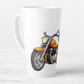 力強いバイクに乗る漫画のバイカーアート カフェラテマグ (左アングル)