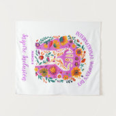 力強いフローラ国際的拳の女の日 タペストリー (正面(横))