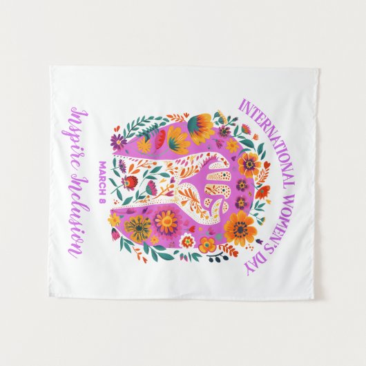 力強いフローラ国際的拳の女の日 タペストリー (正面(横))