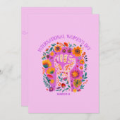 力強いフローラ国際的拳の女の日 招待状 (正面/裏面)