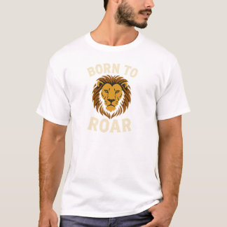 力強いライオンのヘッドグラフィック モチベーション Tシャツ